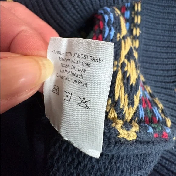 Free People Navy Horse Isles Knit Sweater Vest Medium Equestrian Cottage EUC - Picture 9 of 13